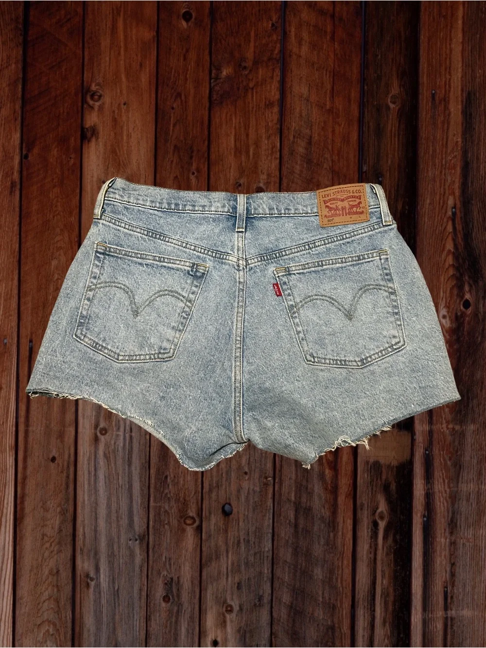 Levi's Light Wash Distressed Denim Cutoff Shorts